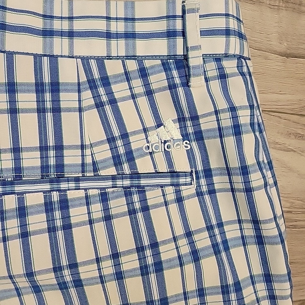 Adidas Golf Shorts‎ Men 34 Blue White Checked Bermuda Pockets Stretch - Picture 7 of 10
